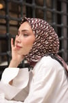 D Monogram Desen Çift Taraflı %100 Twil İpek Eşarp-Bordo&Siyah
