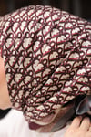 D Monogram Desen Çift Taraflı %100 Twil İpek Eşarp-Bordo&Siyah