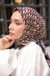 D Monogram Desen Çift Taraflı %100 Twil İpek Eşarp-Bordo&Siyah