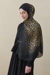 Degrade Leopar Desen Şal Siyah