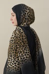 Degrade Leopar Desen Şal Siyah