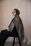 Degrade Leopar Desen Şal Vizon