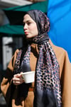 Degrade Leopar Vual İpek -Siyah%Kahve