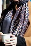 Degrade Leopar Vual İpek -Siyah%Kahve