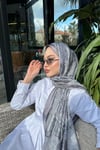 Etnik Desen Vual İpek Şal Gri