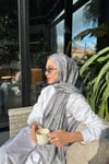 Etnik Desen Vual İpek Şal Gri
