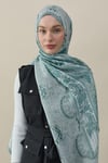 Etnik Desen Vual İpek Şal Mint Yeşili