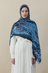 Etro Desen İpek Vual Şal Saks Mavisi