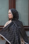 F Desen İpek Vual Şal-Siyah
