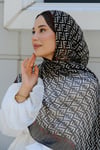 F Desen Organze Yün İpek Tül-Siyah