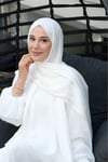 F Desen Premium Şal-Beyaz