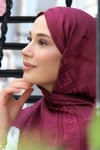 F Desen Premium Şal-Bordo