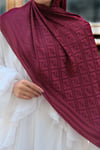 F Desen Premium Şal-Bordo