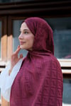 F Desen Premium Şal-Bordo