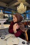 F Desen Yün İpek Şal  Bordo