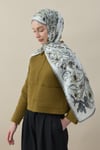 Flora Luxe Vual İpek Şal Gri