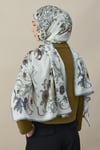Flora Luxe Vual İpek Şal Gri