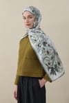 Flora Luxe Vual İpek Şal Gri
