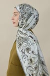 Flora Luxe Vual İpek Şal Gri
