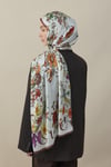 Flora Luxe Vual İpek Şal Kahverengi
