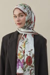 Flora Luxe Vual İpek Şal Kahverengi