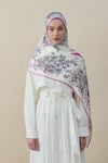 Flora Luxe Vual İpek Şal Pembe