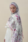 Flora Luxe Vual İpek Şal Pembe