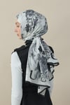 Flora Luxe Vual İpek Şal Siyah Gri
