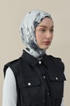 Flora Luxe Vual İpek Şal Siyah Gri