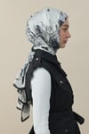 Flora Luxe Vual İpek Şal Siyah Gri