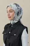 Flora Luxe Vual İpek Şal Siyah Gri