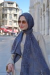 G Desen Yakma Şal-Mavi