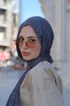 G Desen Yakma Şal-Mavi