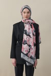 Gül Desen İpek Vual Şal Pembe