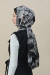 Gül Desen İpek Vual Şal Siyah