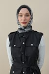 Gül Desen İpek Vual Şal Siyah