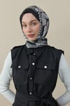 Gül Desen İpek Vual Şal Siyah