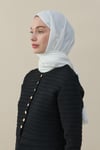 H Desen Kaşmir İpek Şal Beyaz