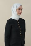H Desen Kaşmir İpek Şal Beyaz