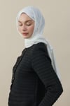 H Desen Kaşmir İpek Şal Beyaz