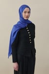 H Desen Kaşmir İpek Şal Saks Mavisi