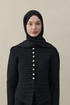 H Desen Kaşmir İpek Şal Siyah