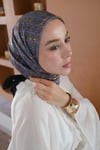 Kelepçe Desen %100 İpek Çift Taraflı Eşarp Gri
