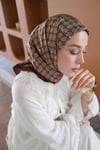 Kelepçe Desen %100 İpek Çift Taraflı Eşarp Kahve / Bordo