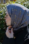 Kelepçe Desen %100 İpek Çift Taraflı Eşarp Gri
