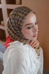 Kelepçe Desen %100 İpek Çift Taraflı Eşarp Kahve / Oranj