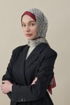 Kelepçe Desen İpek Vual Şal Bordo