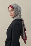 Kelepçe Desen İpek Vual Şal Bordo