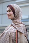 Kelepçe Desen İpek Vual Şal-Kahve
