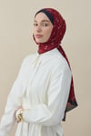 Kelepçe Desen İpek Vual Şal Kırmızı